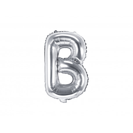 Balon folie litera B, 35cm, argintiu