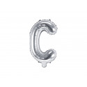 Balon folie Litera C, 35cm, argintiu