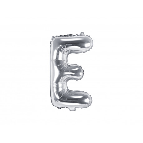 Balon Folie Litera E, 35cm, argintiu
