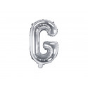 Balon folie litera G, 35cm, argintiu