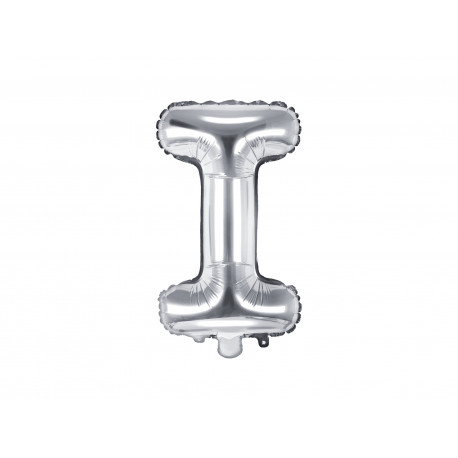 Balon folie litera I, 35cm, argintiu