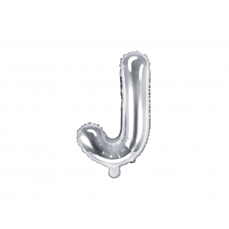 Balon folie litera J 35cm, argintiu