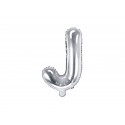 Balon folie litera J 35cm, argintiu