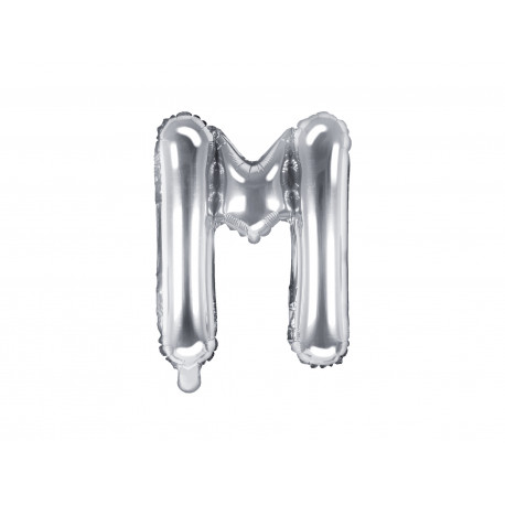 Balon folie Litera M, 35cm, argintiu