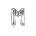 Balon folie Litera M, 35cm, argintiu