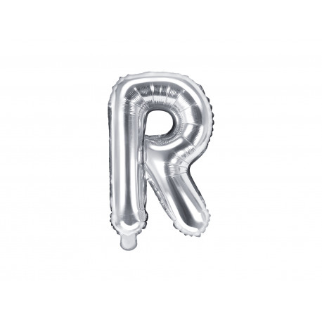 Balon folie litera R, 35 cm, argintiu