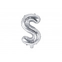 Balon folie litera S, 35cm, argintiu