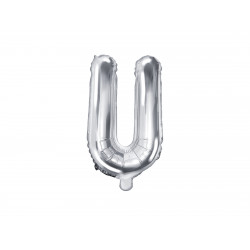 Balon folie litera U, 35cm, argintiu
