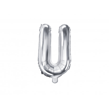 Balon folie litera U, 35cm, argintiu