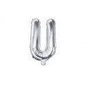 Balon folie litera U, 35cm, argintiu