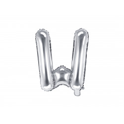 Balon Folie Litera W, 35cm, argintiu