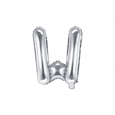 Balon Folie Litera W, 35cm, argintiu