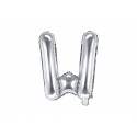 Balon Folie Litera W, 35cm, argintiu