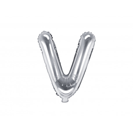 Balon folie litera V, 35cm, argintiu