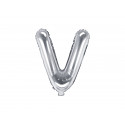 Balon folie litera V, 35cm, argintiu