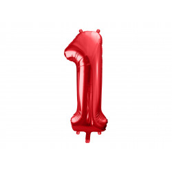 Balon folie cifra 1, 86cm, roșu