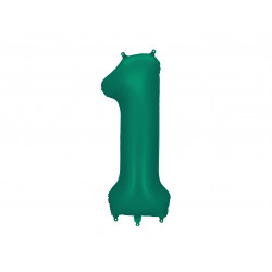 Balon folie Numărul 1, 86cm, Verde sticlă