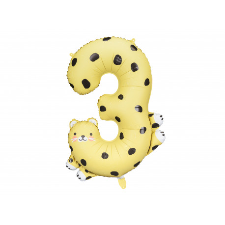 Balon Folie Număr 3 - Ghepard, 72,5x109 cm