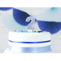 Lumânare aniversară Numărul 2, argintie, 7cm