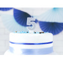 Lumânare aniversară Numărul 5, argintie, 7cm