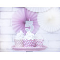 Lumânare aniversară Numărul 5, argintie, 7cm