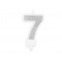 Lumânare aniversară Numărul 7, argintie, 7cm