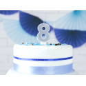 Lumânare aniversară Numărul 8, argintie, 7cm