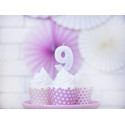 Lumânare aniversară Numărul 9, argintie, 7cm