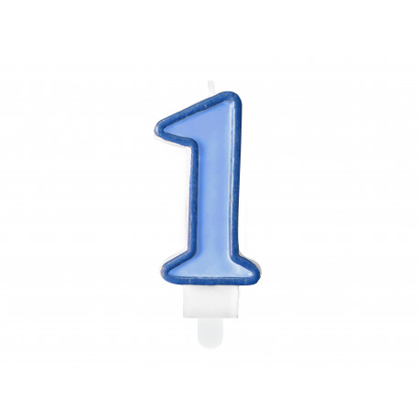Lumânare aniversară Numărul 1, albastră, 7 cm