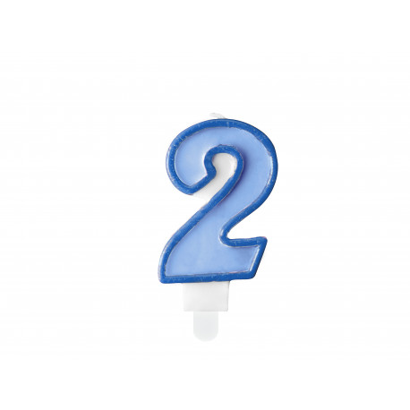 Lumânare aniversară Numărul 2, albastră, 7cm