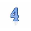 Lumânare aniversară Numărul 4, albastră, 7cm