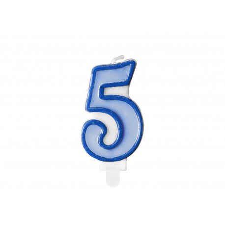 Lumânare aniversară Cifra 5, albastră, 7cm