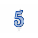Lumânare aniversară Cifra 5, albastră, 7cm