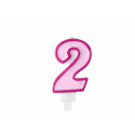 Lumânare aniversară Numărul 2, roz, 7cm