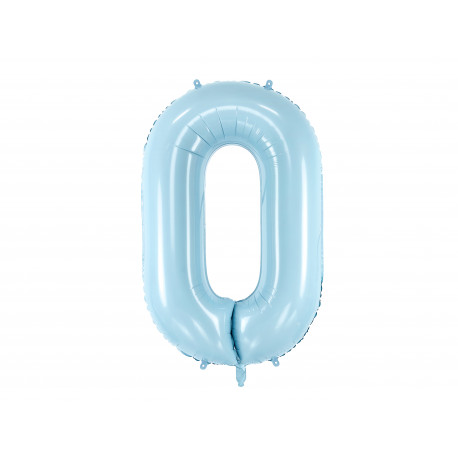 Balon folie Numărul 0, 86cm, albastru deschis