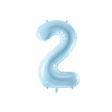 Balon folie Număr 2, 86cm, albastru deschis