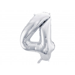 Balon Folie Cifra 4, 86cm, argintiu