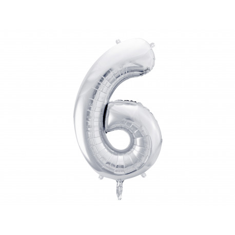 Balon Folie Cifra 6, 86cm, argintiu