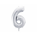 Balon Folie Cifra 6, 86cm, argintiu