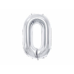 Balon Folie Cifra 0, 86cm, argintiu
