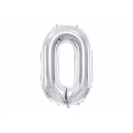 Balon Folie Cifra 0, 86cm, argintiu