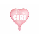 Balon Folie Inimă - It's a girl, 45cm, roz deschis