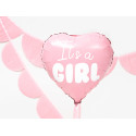 Balon Folie Inimă - It's a girl, 45cm, roz deschis