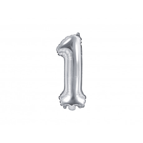 Balon Folie Cifra 1, 35cm, argintiu