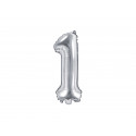 Balon Folie Cifra 1, 35cm, argintiu