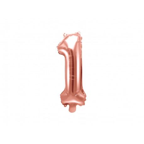 Balon folie Numărul 1, 35cm, auriu roz
