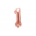 Balon folie Numărul 1, 35cm, auriu roz