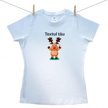 Tricou pentru femei cu mânecă scurtă Crăciun cu text personalizat