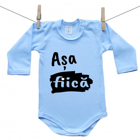Body albastru cu mânecă lungă Așa fiică Body albastru cu mânecă lungă Așa fiică