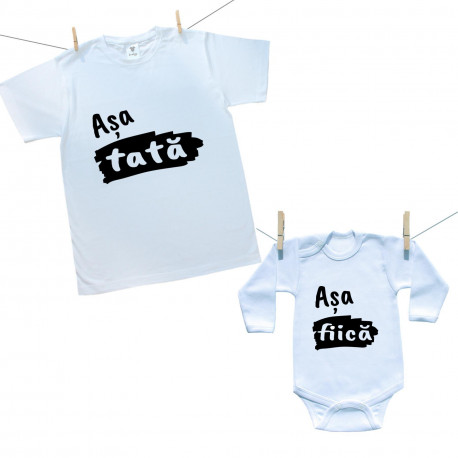 Set familie (body cu mânecă lungă) Așa tată, așa fiică